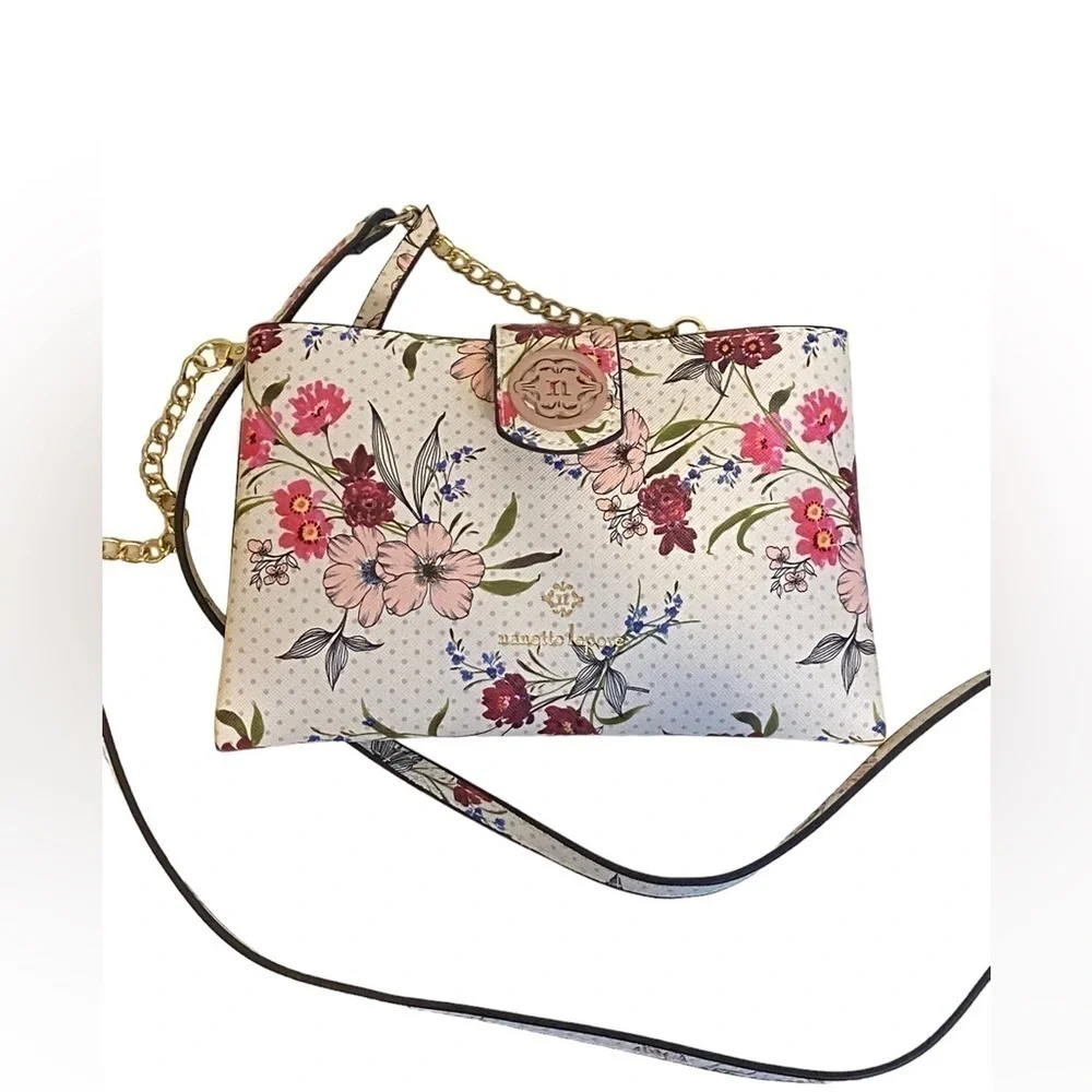Nanette Lepore Mirabel Floral Printed Vegan Leather Spring Crossbody Bag